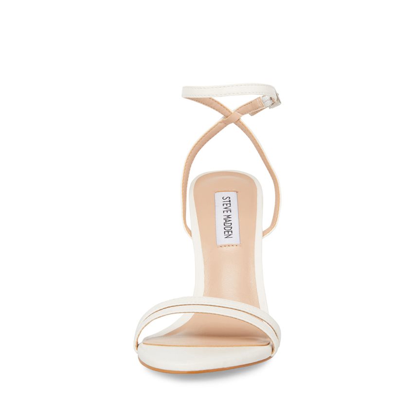 White Steve Madden Candid Leather Women's Heels Sandals | PH 1376MKB